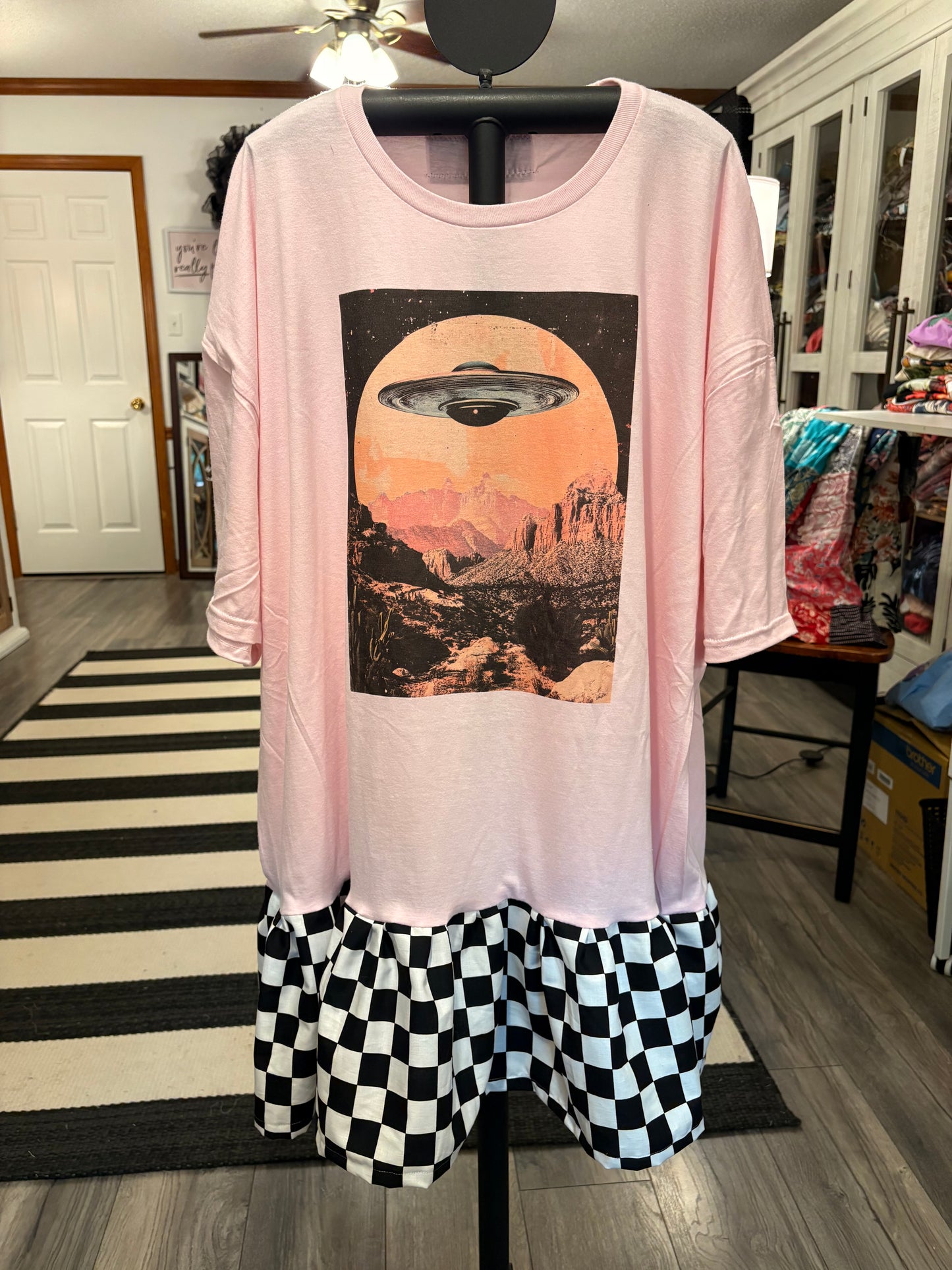 You’re Ride Is Here Upcycled Tee Dress Fits a Small to 3X