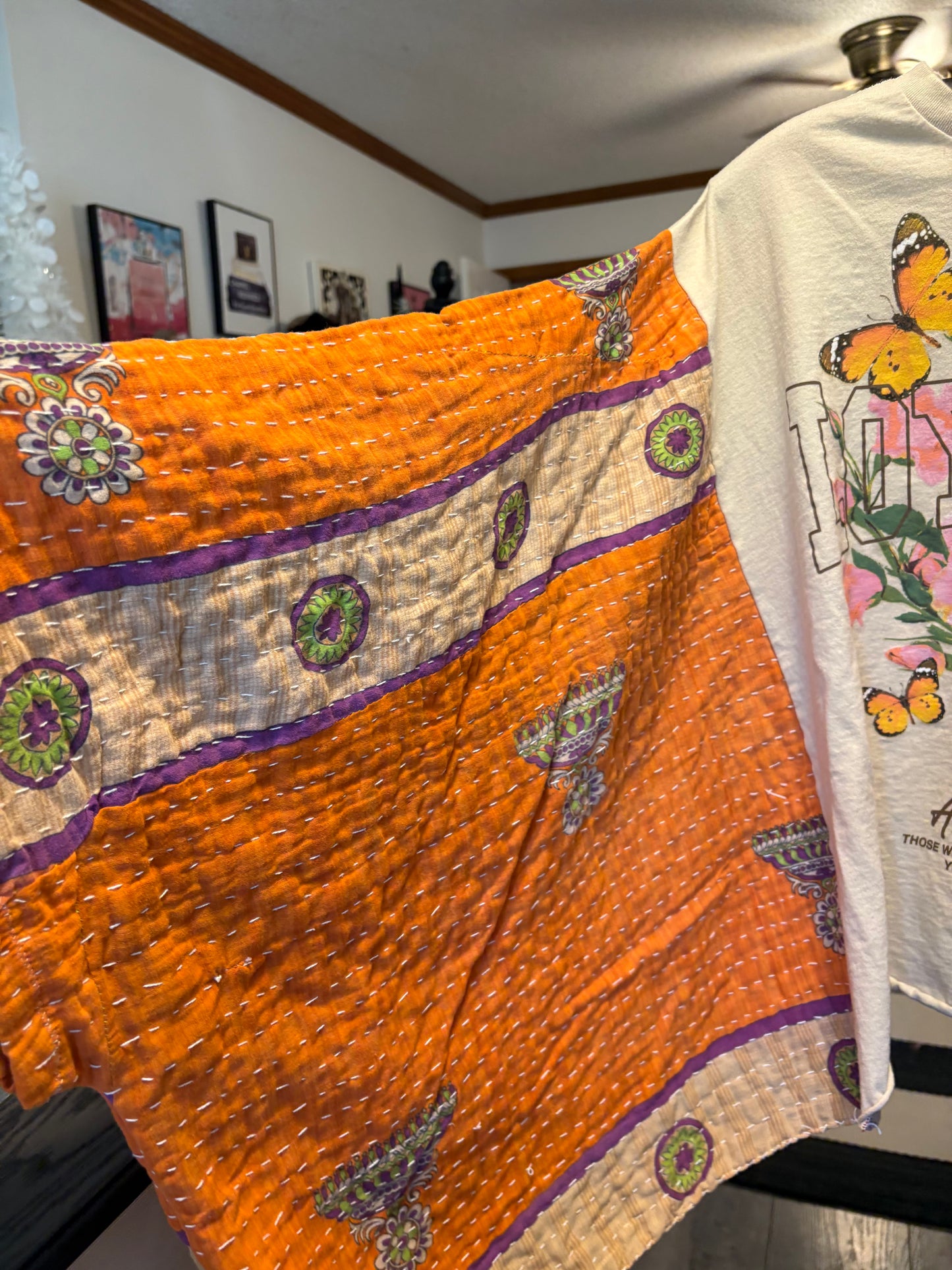 Always Blessed Vintage Kantha Poncho Tee Fits A Small to XL