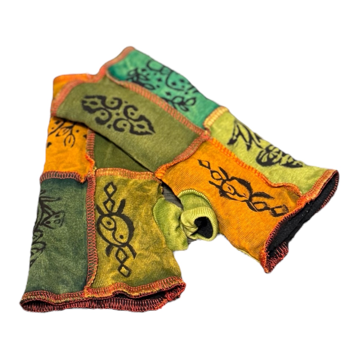 Funky Patchwork Fleece Lined Winter Hand Warmer: Green