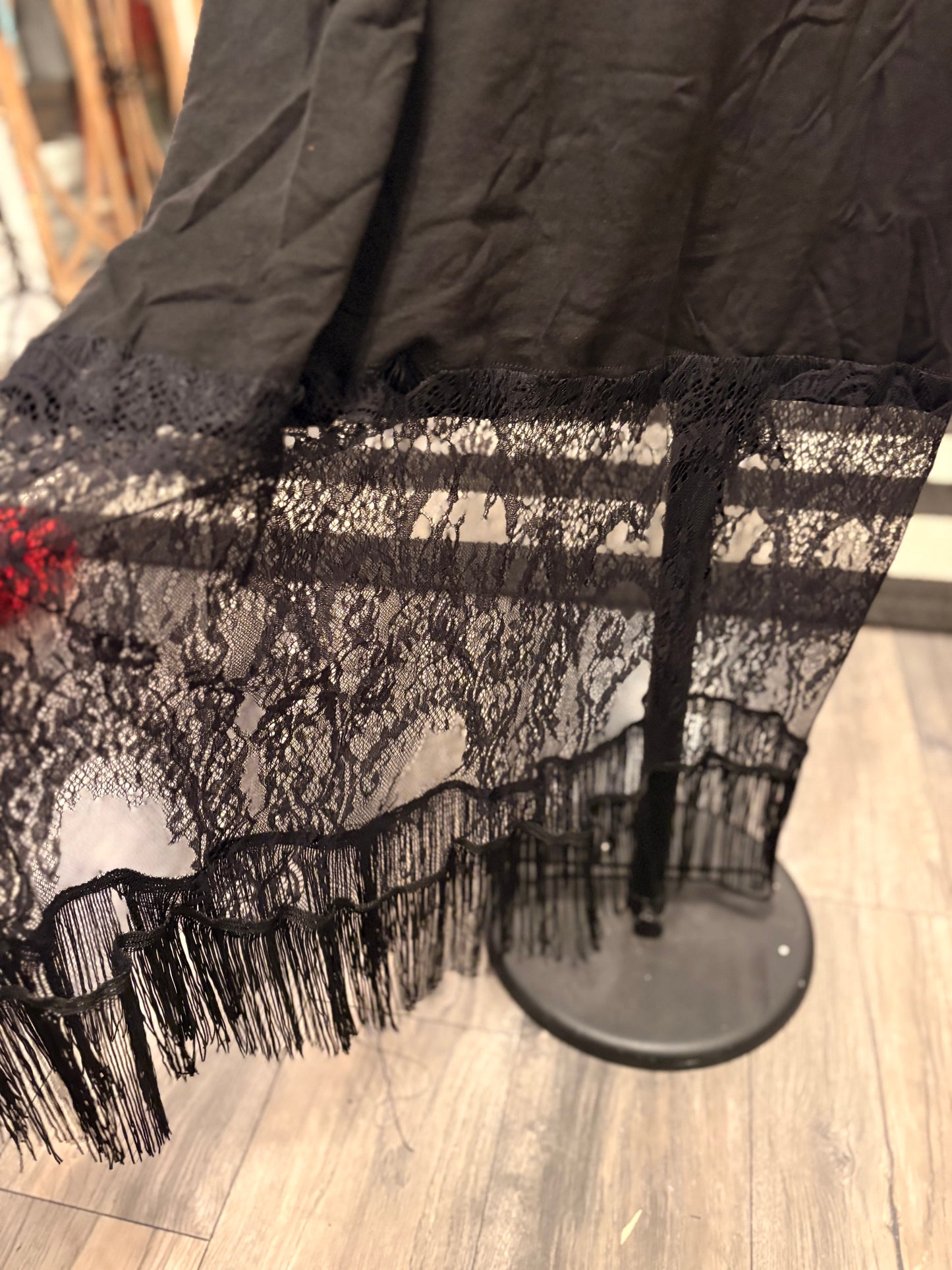Sun Studio King Lace and Fringe  Bottom Tee Dress OVERSIZED Fits a Small and XXL