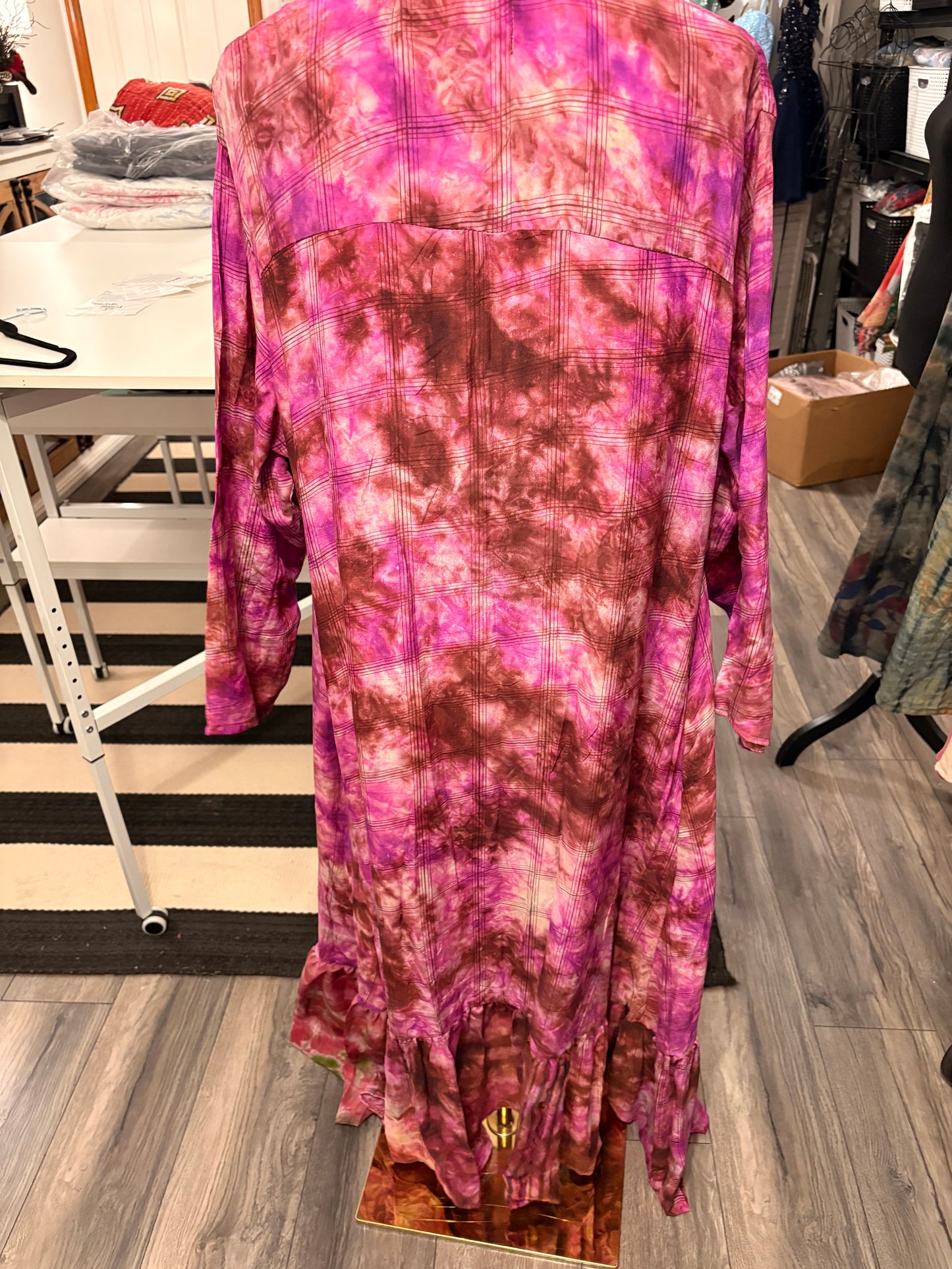 Meredith Hi/Lo Silk Ruffled Duster One Size Fits Small to 3X 2-22