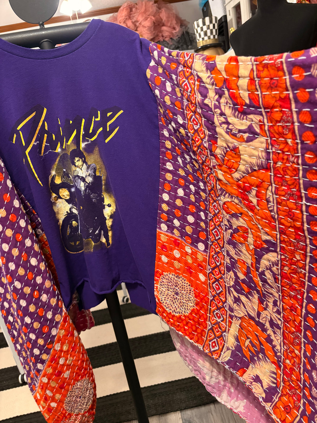 Purple Rain Vintage Kantha Poncho One Size Fits a Small to XXL