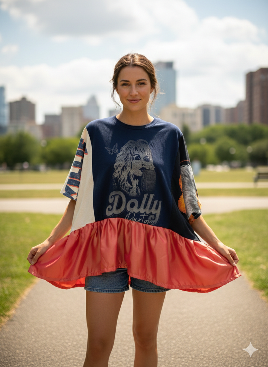 Country Legends Upcycled Rockstar Fairytale Top One Size Fits a Small to 3X Super Oversized!