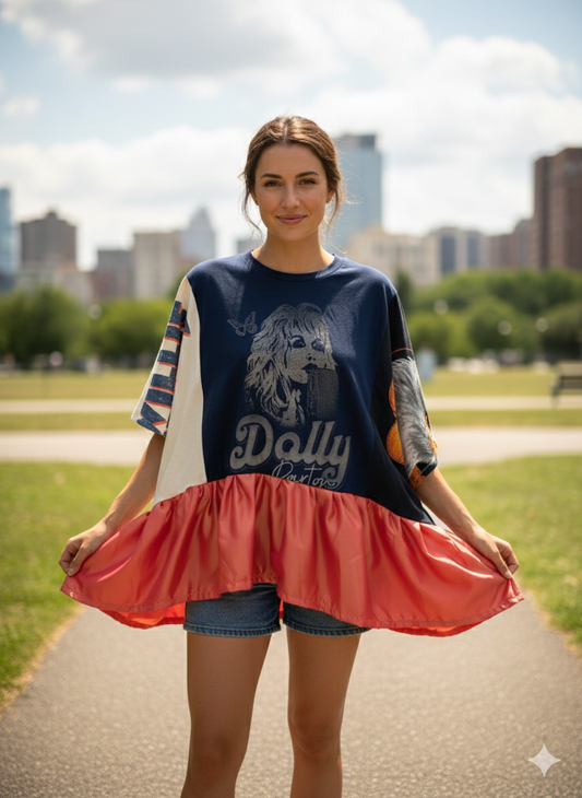 Country Legends Upcycled Rockstar Fairytale Top One Size Fits a Small to 3X Super Oversized!