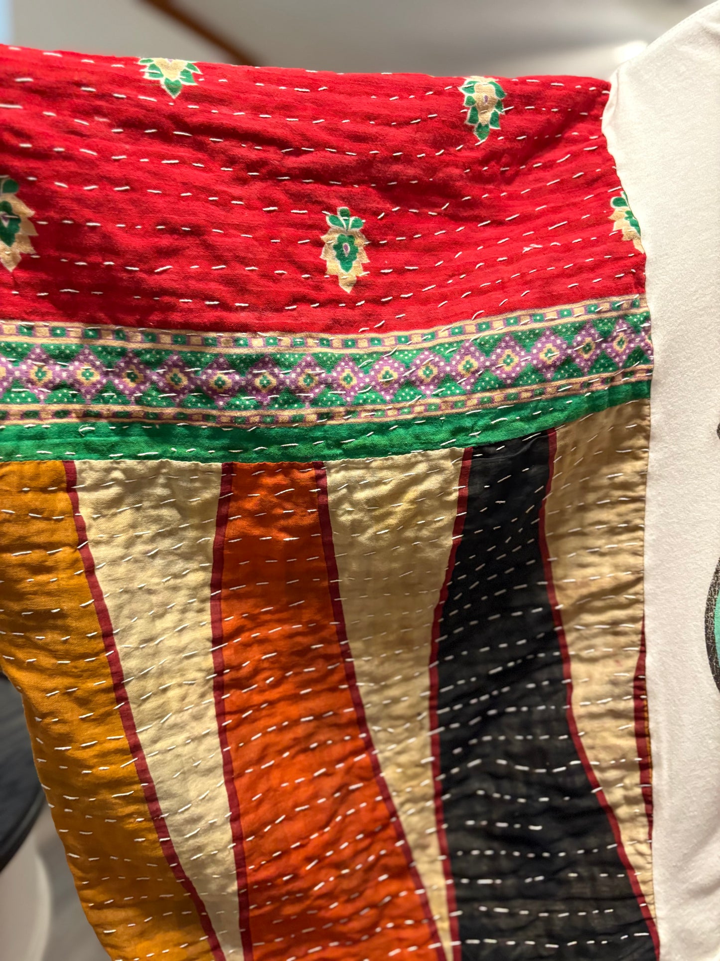 Stones Upcycled Vintage Kantha Poncho Tee Fits A Size Small to XXL