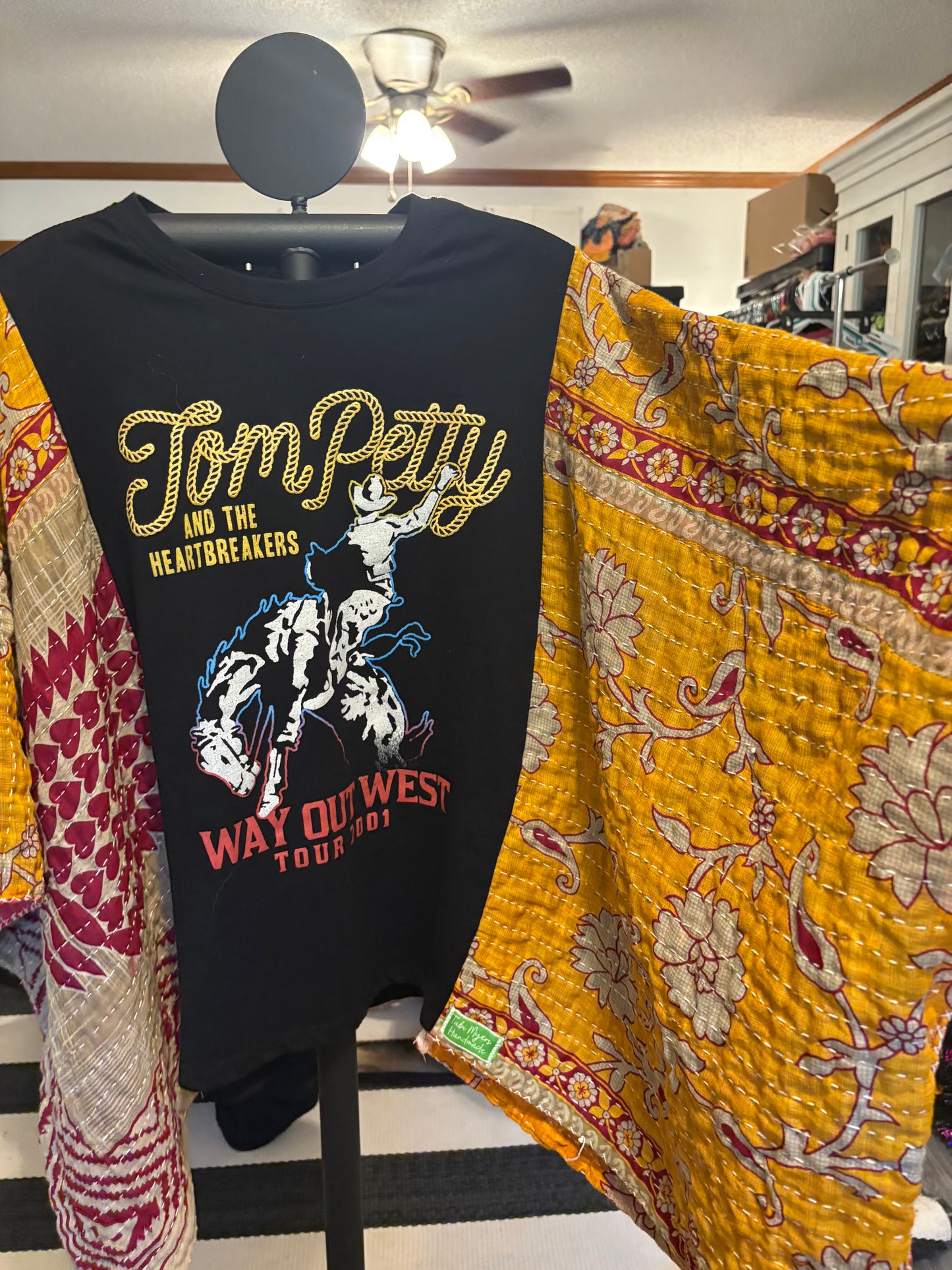 Tom Petty Upcycled Vintage Kantha Poncho Tee Fits A Small to XL
