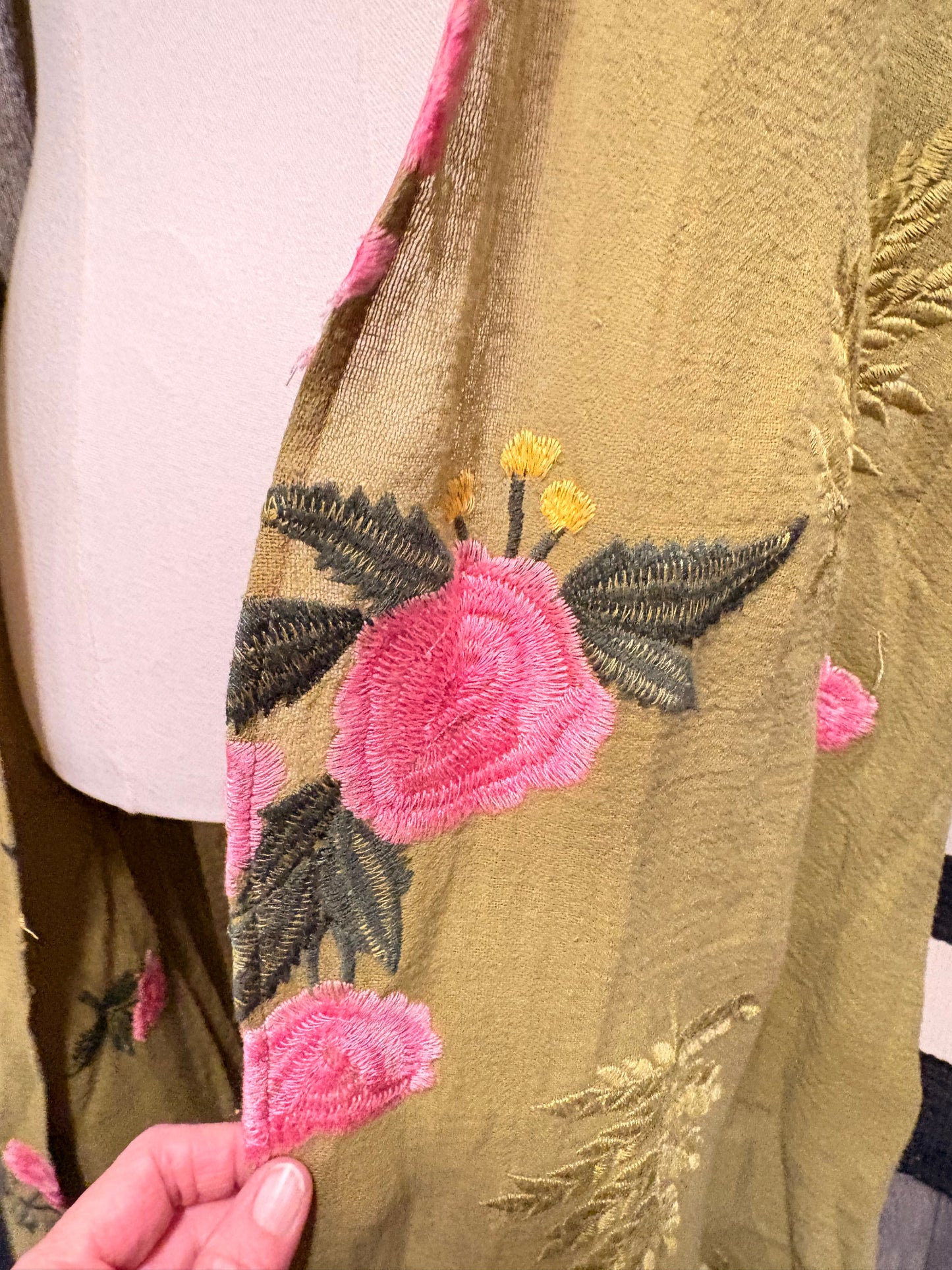 Riviera Hand Embroidered Kimono by Aratta One Size Fits a Small to 3X