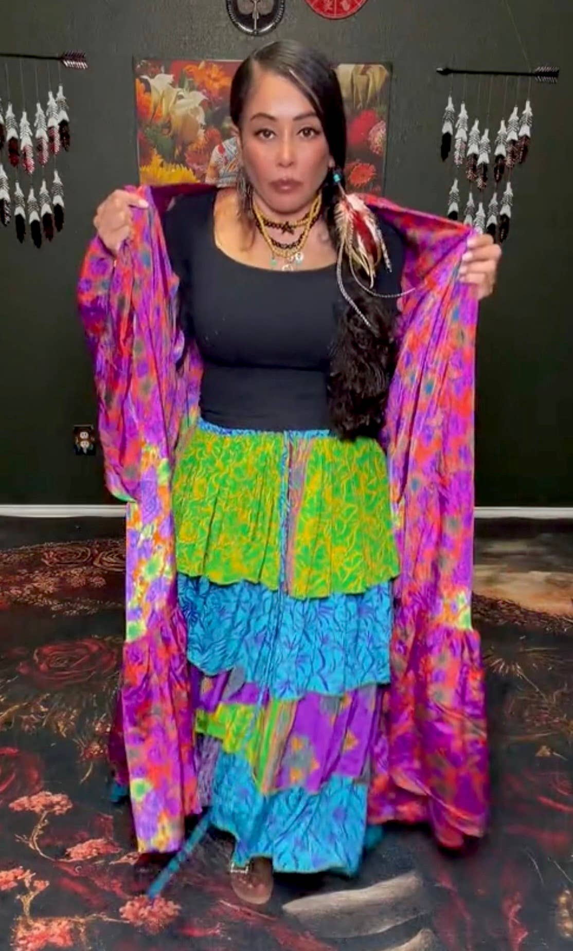 Dream Weaver Silk Ruffle Sleeve Kimono 1000-03