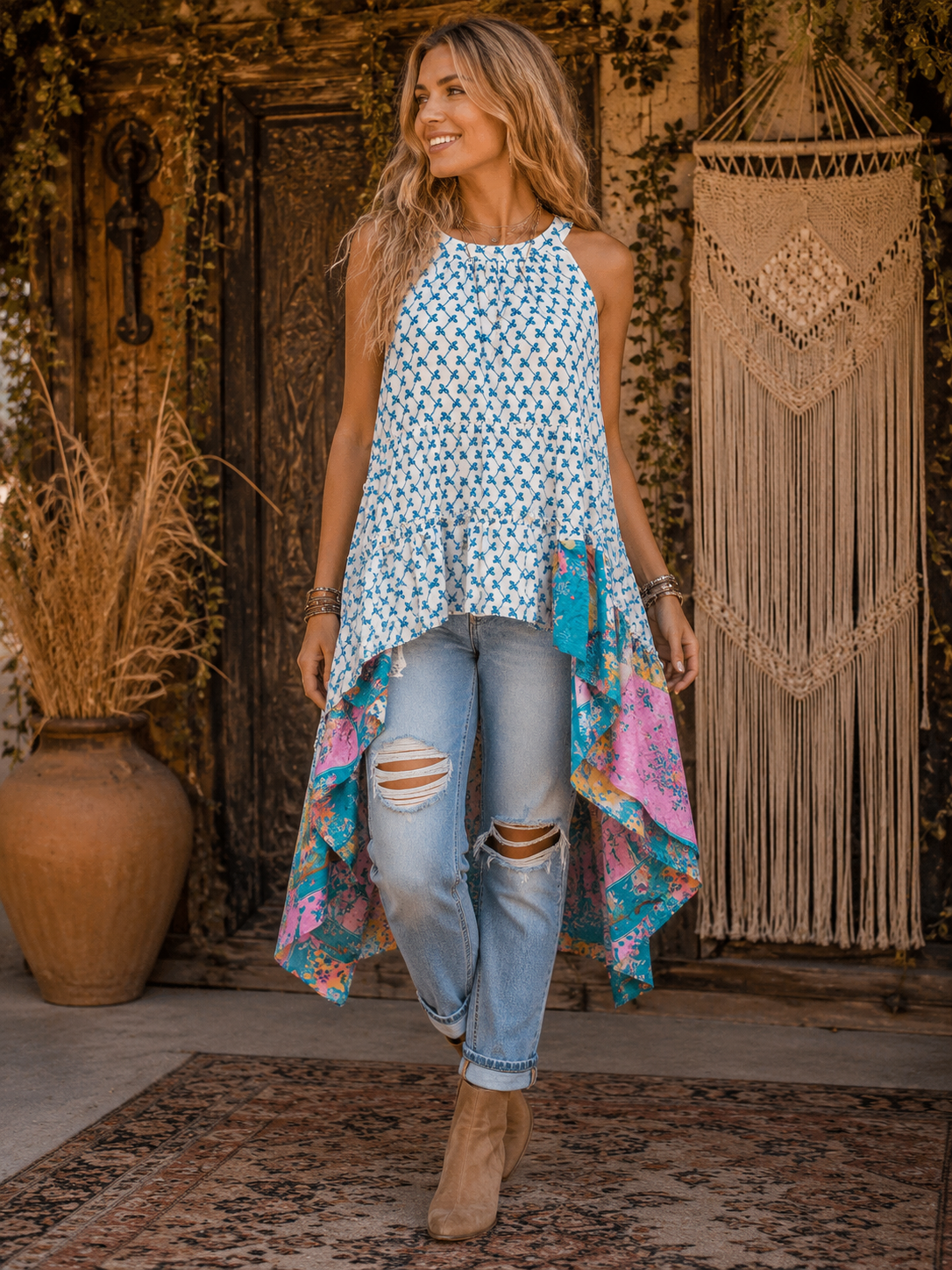 Fiona Embroidered Eyelet Hi/Lo Top