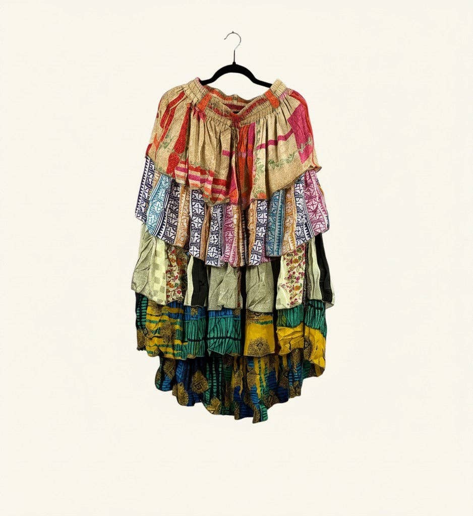 Ruffle Muse Hi-Lo Silk Skirt 1000-15