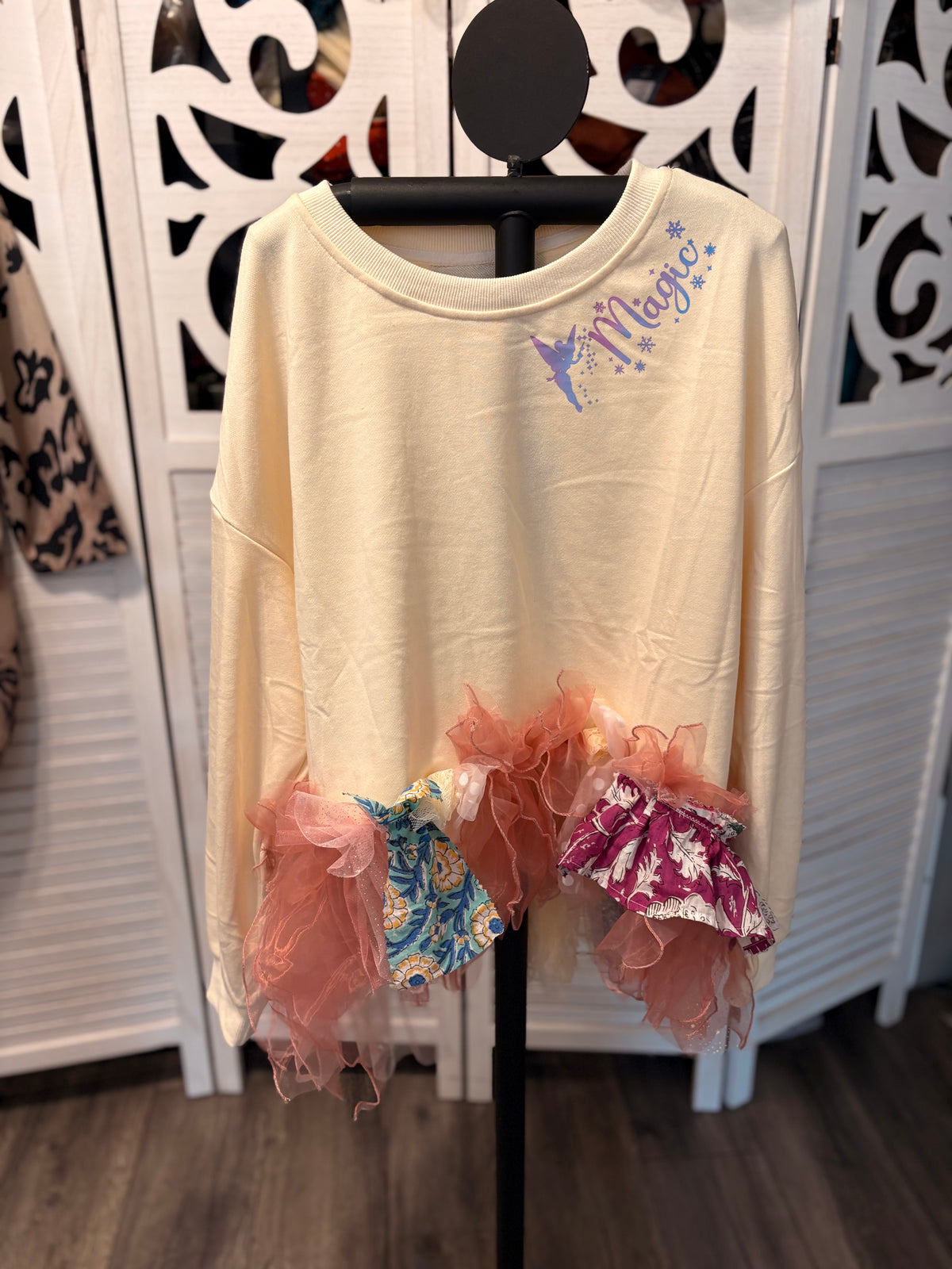 Magical Glam Fringe Asymmetrical Tee One Size Fits Small to XXL