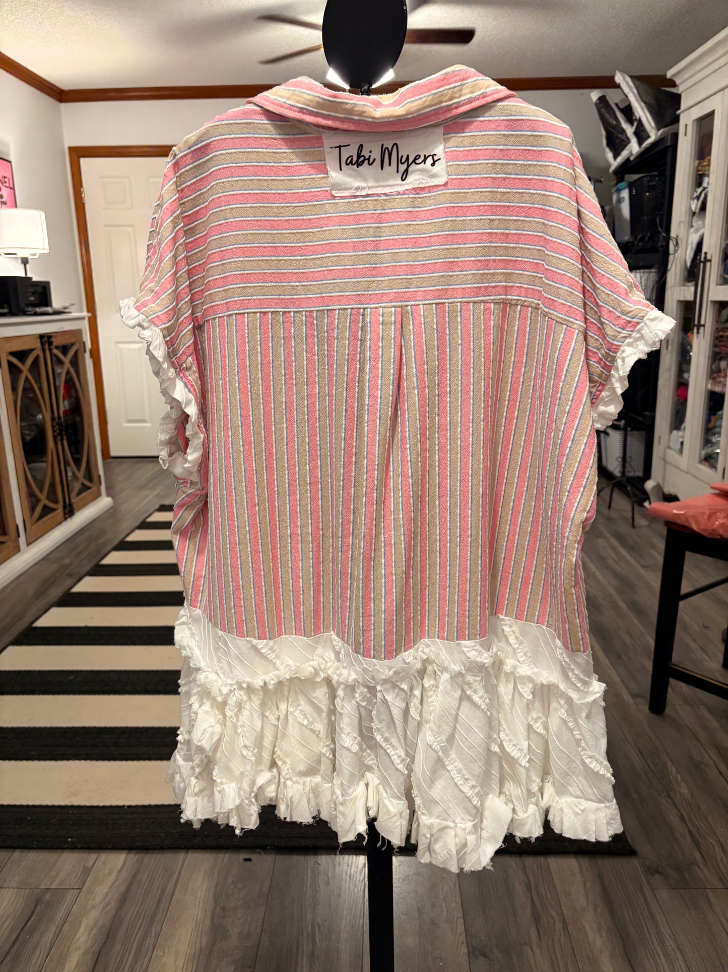 Bring Me Back to Life Upcycled Ruffled Duster/Top One Size Fits a Large to 3X