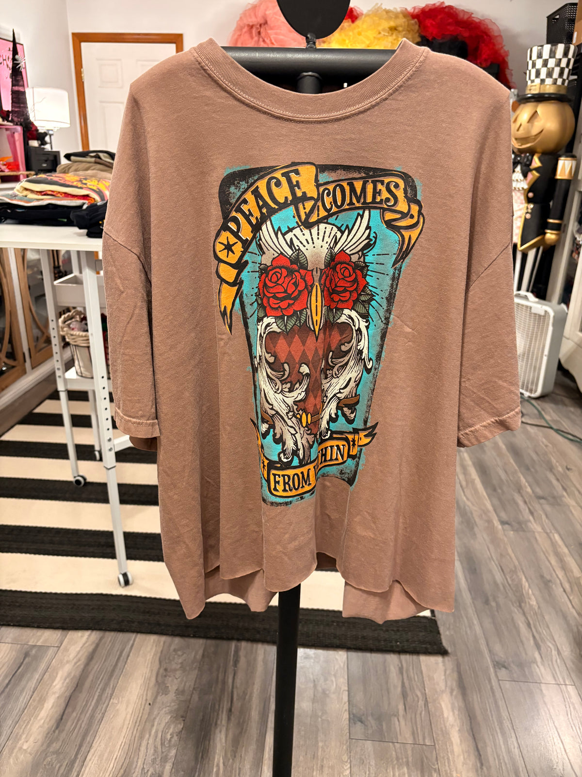 Peace Within Oversized Cut Off Tee