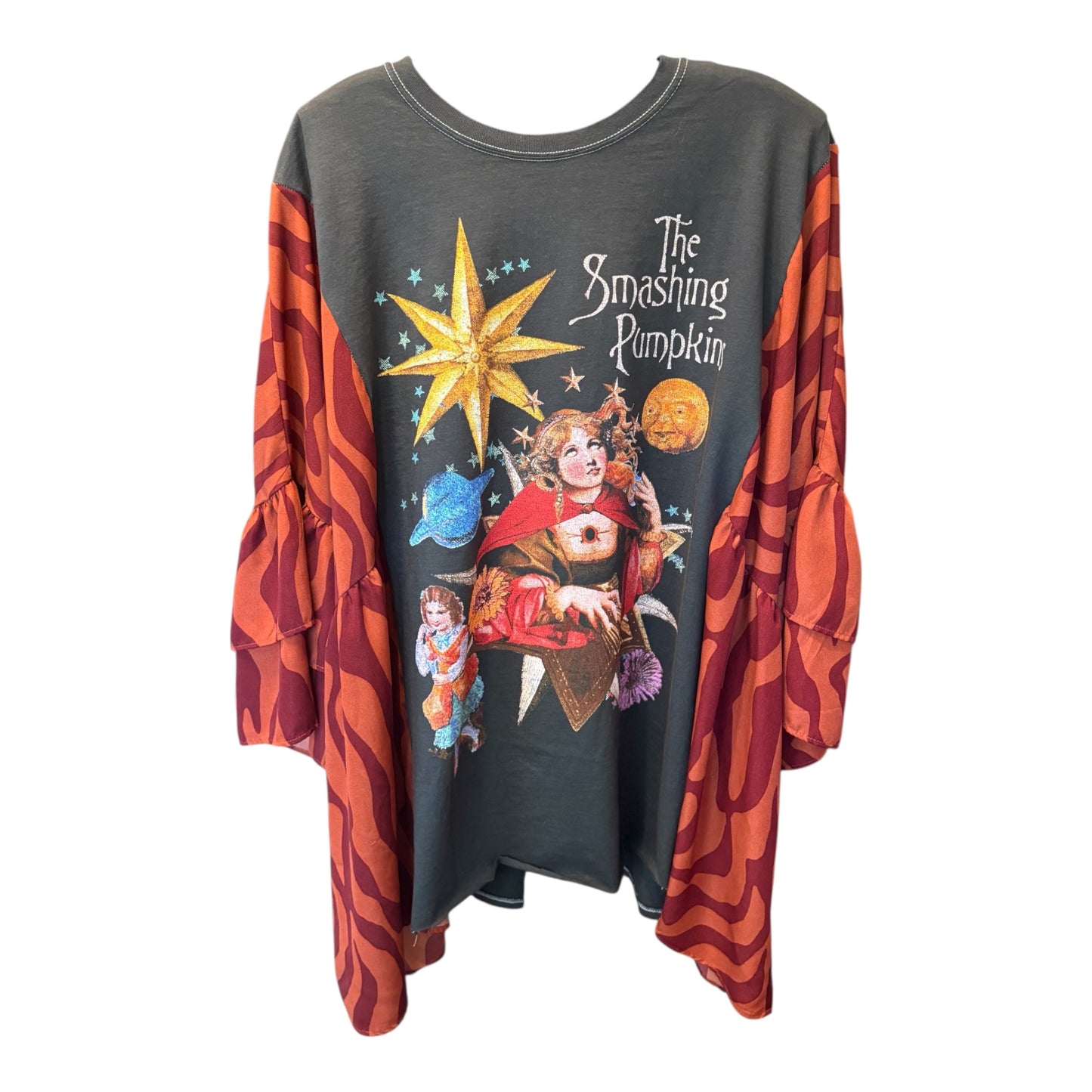 Smashing Pumpkins Upcycled Drop-Sleeve Tee One Size Fits a Large to 3X