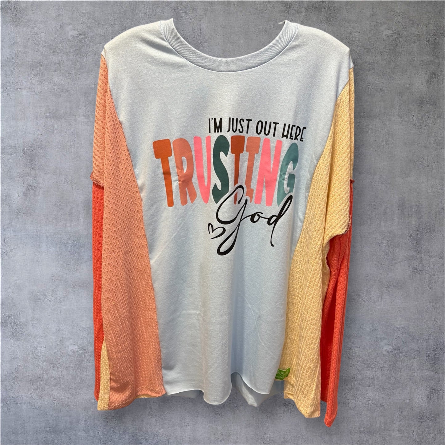 Trusting GOD Upcycled Knit Tee One Size Fits a Small to XXL Oversized