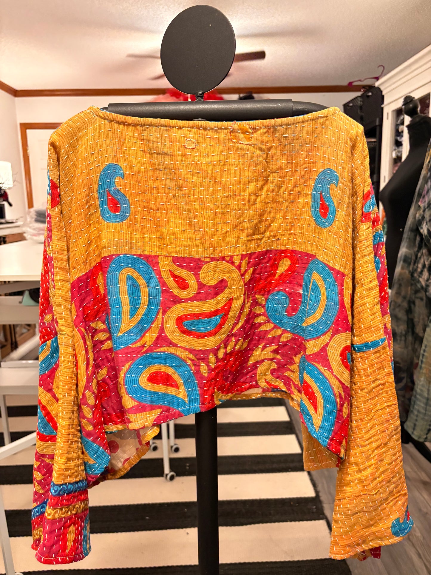 Sandy Upcycled Vintage Kantha Quilt Layering Top One Size Fits a Small to 3X CROPPED