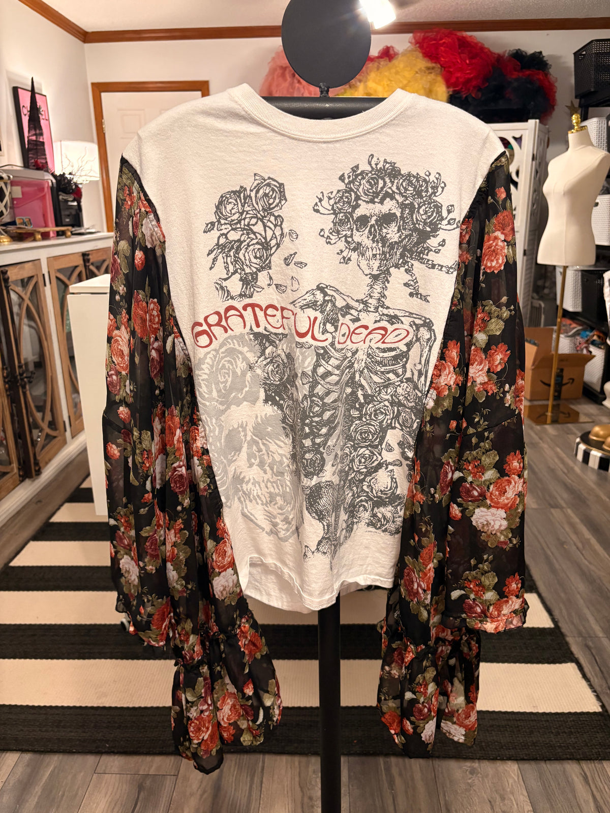 The Dead in Roses Upcycled Kimono Tee One Size fits a Small to XXL