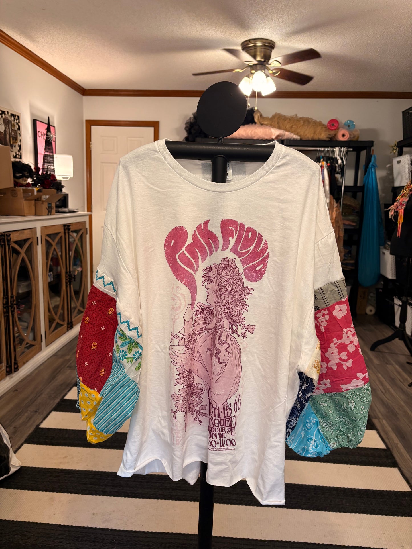 Pink London Upcycled Vintage Patchwork Tee Fits a Small to 2X