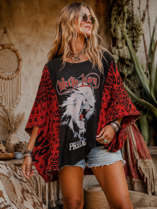 Wait Upcycled Vintage Kantha Poncho One Size Fits a Small to 3X