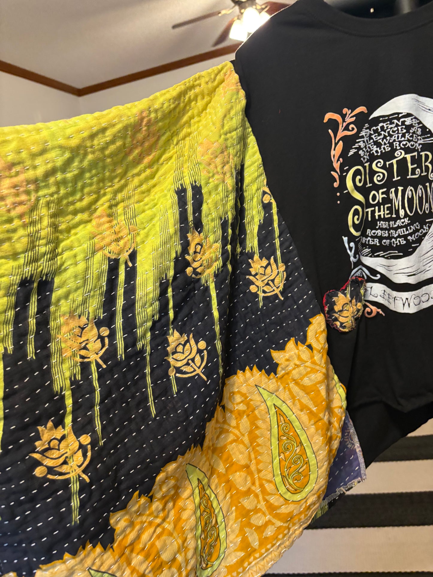 Sisters of the Moon Upcycled Vintage Kantha Poncho Tee One Size Fits a Small to XXL