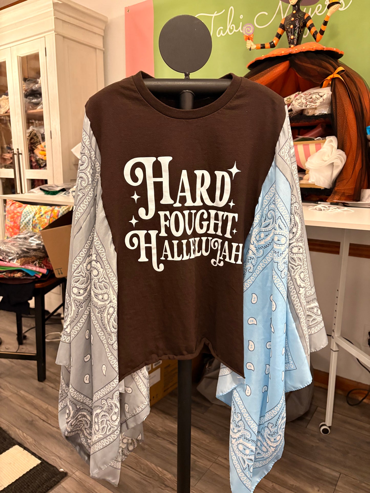 Hard Fought Hallelujah Bandana Poncho Tee Fits a Small to XL