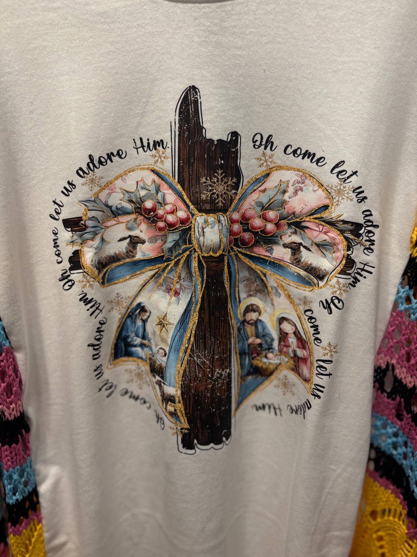 Adore Him Upcycled Crochet Sweater Tee One Size Fits A Small to 2XOversized