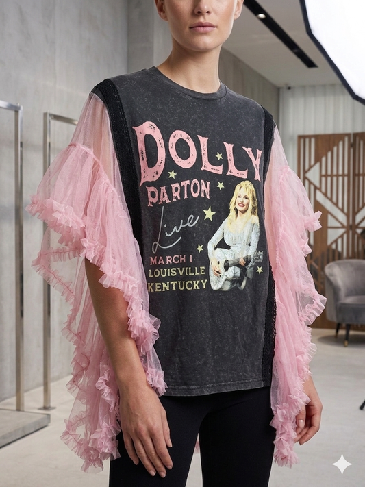 Dolly Live Upcycled Rockstar Poncho One Size Fits a Small to 3X