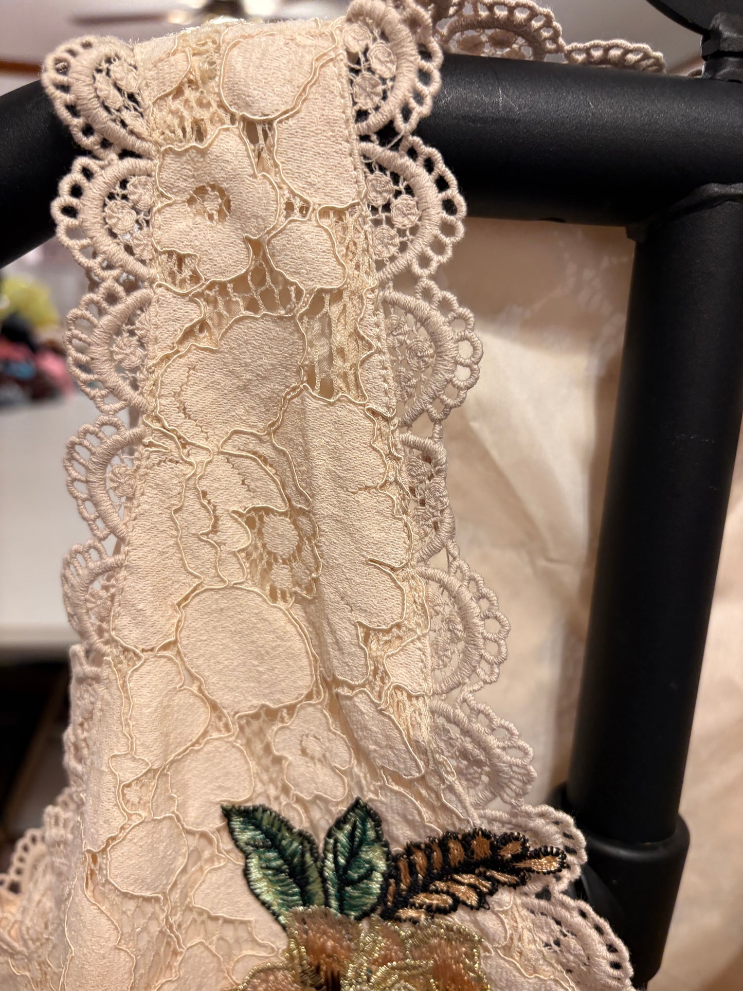 Midsummer Eve Hand Embroidered Crochet Lace Dress by Aratta M/L