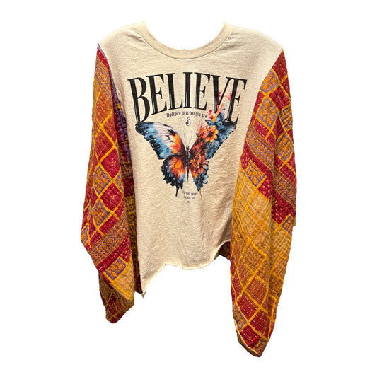 Believe Upcycled Vintage Kantha Poncho Tee Fits A Size Small to 3X