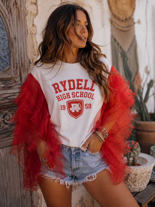 Rydell High Rockstar Ruffle Top One Size Fits a Small to XL