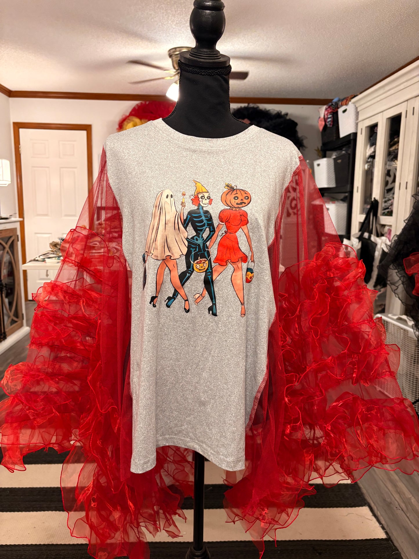Ghouls Night Out Rockstar Ruffle Top One Size Fits a Small to XXL