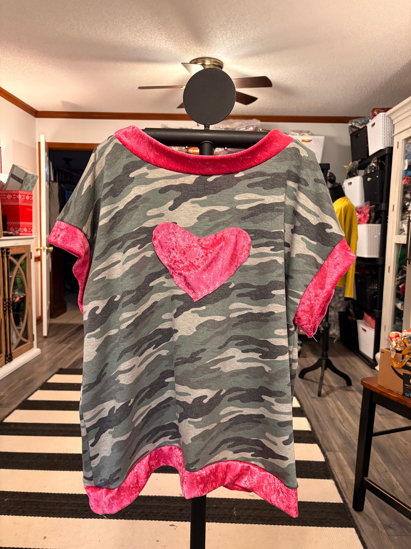 Hunting for Love Crushed Velvet and Camo Tabi Top One Size Fits a Small to Large