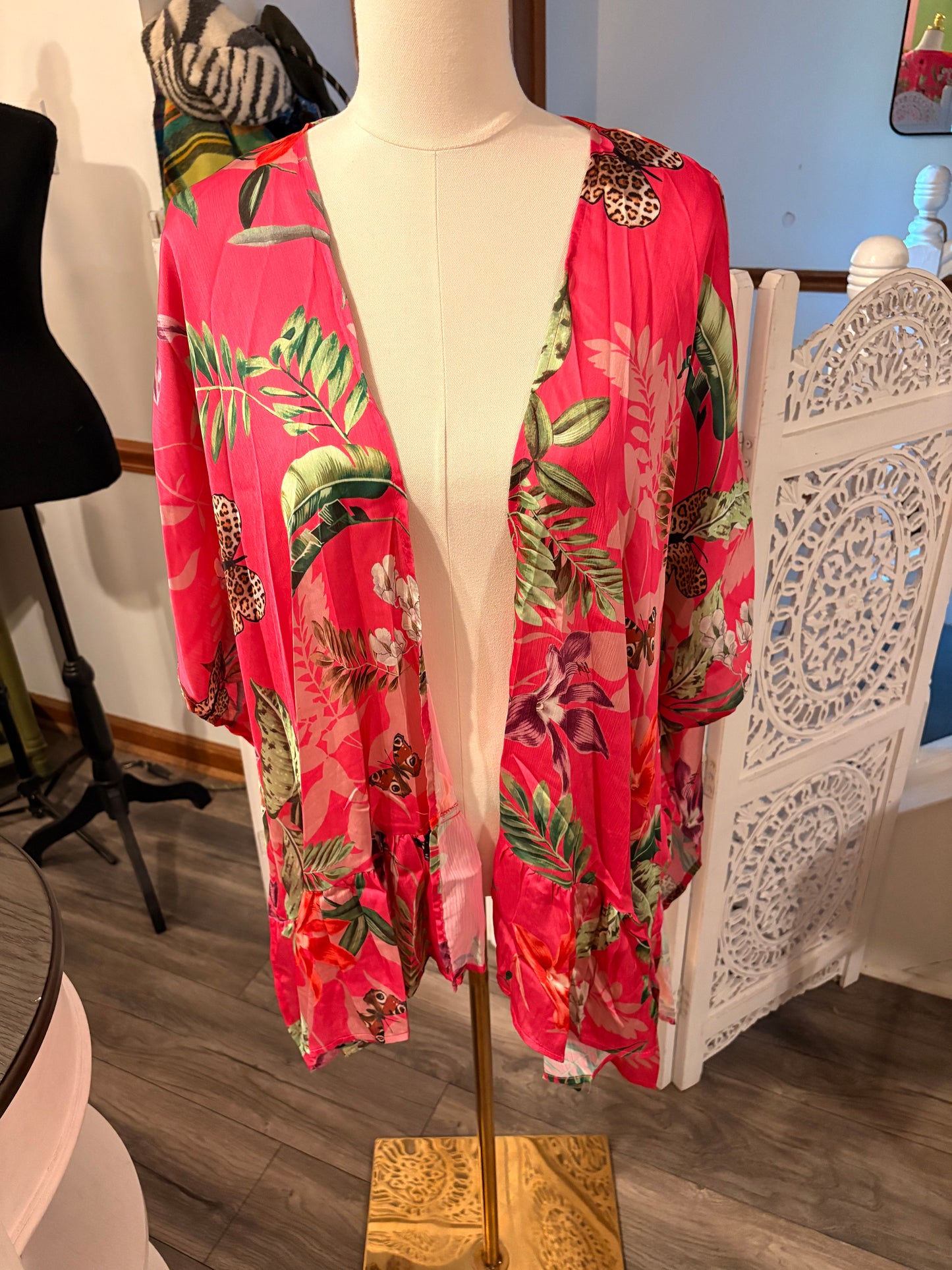 Pink Ruffle Kimono