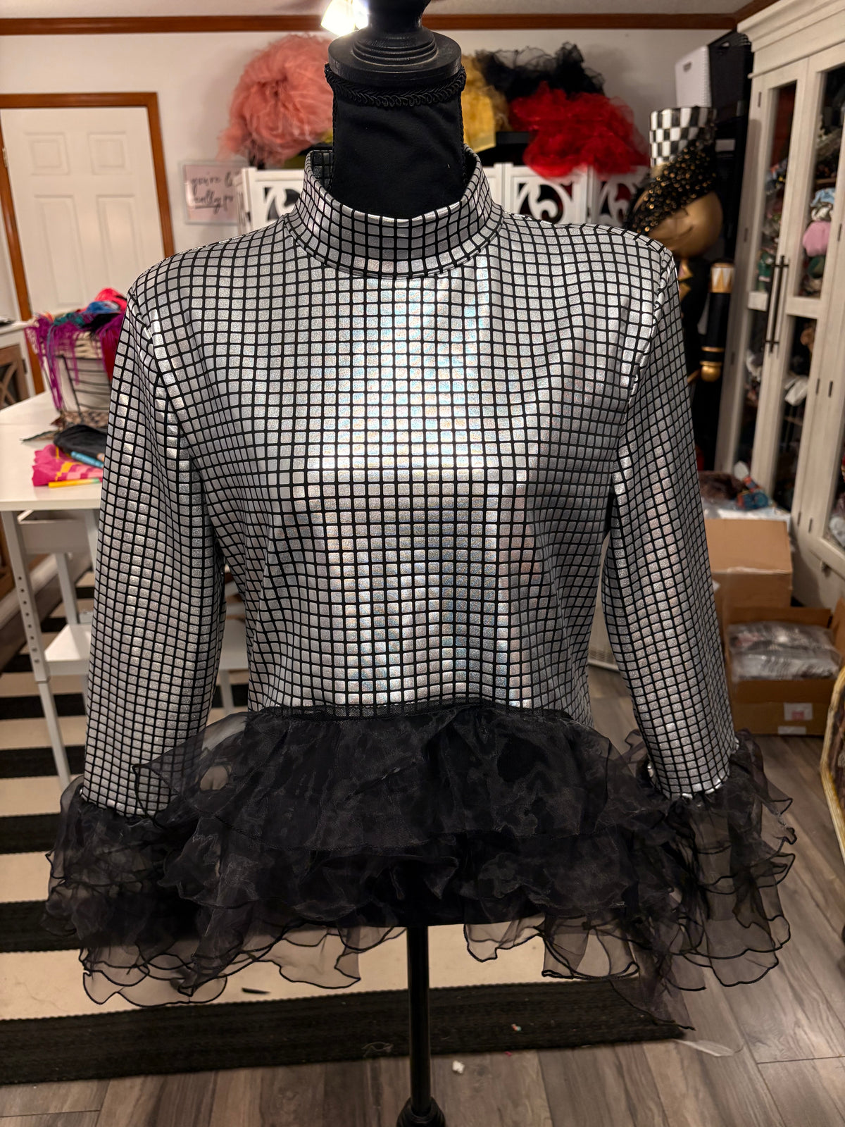 Disco Ball and Ruffles Glam Top One Size fits a Small to XL