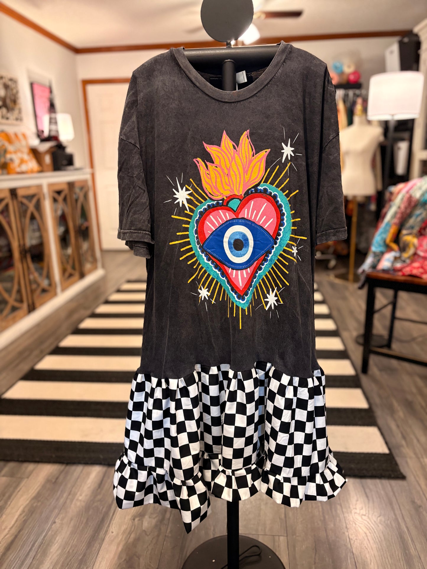 Eye-Conic Upcycled Tee Dress Fits a Small to XXL