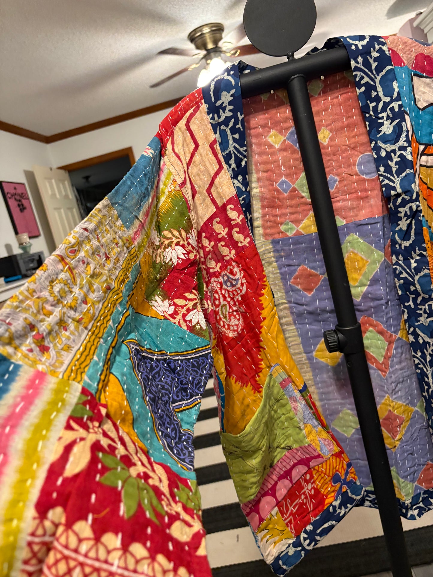 Mary Reversible Kantha Quilted Sari Jacket Fits a Small to Large