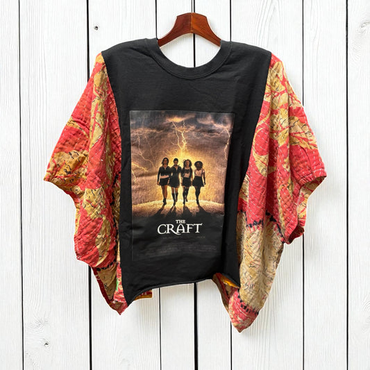 The Craft Upcycled Kantha Closed Side Poncho Fits a Small to 3X Super Oversized