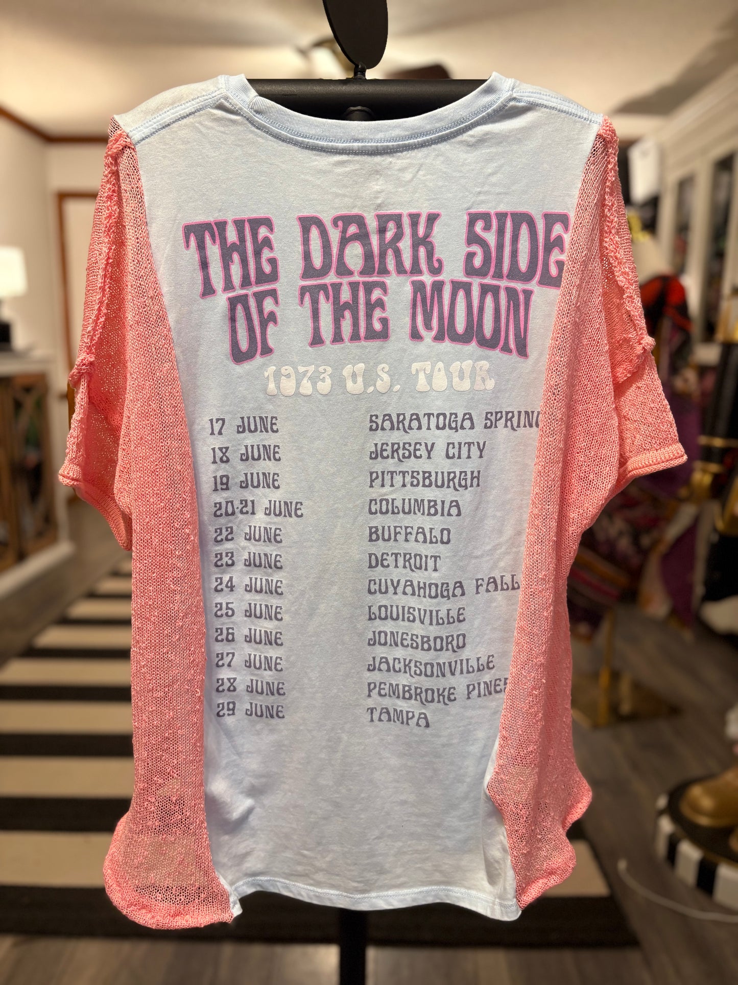 Pink Floyd Upcycled Drop Sleeve Mesh Sweater Tee One Size Fits A Small to XL Oversized