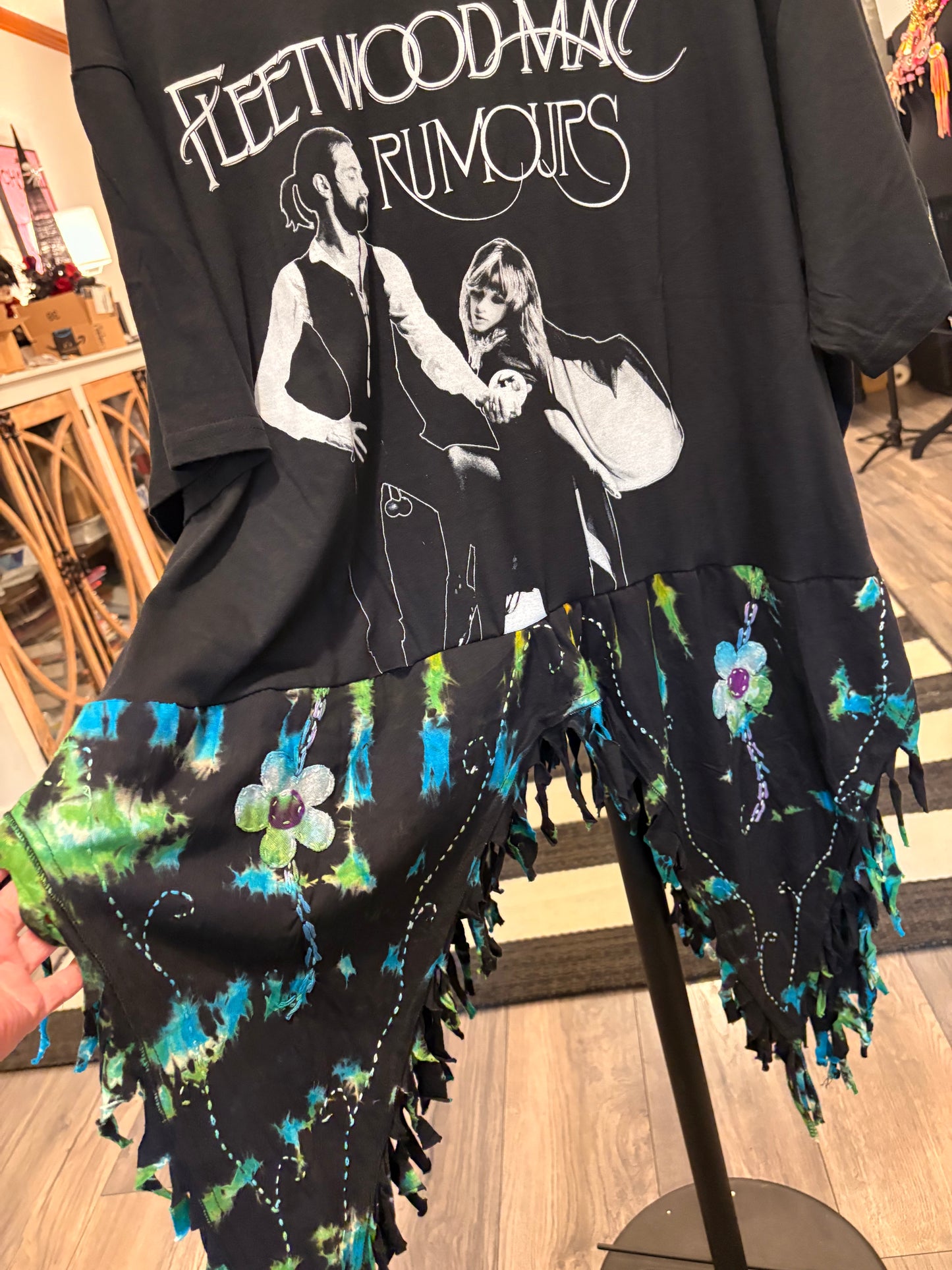 Don’t Stop Upcycled Fringed Bottom Tee Dress Fits a Small to 2X