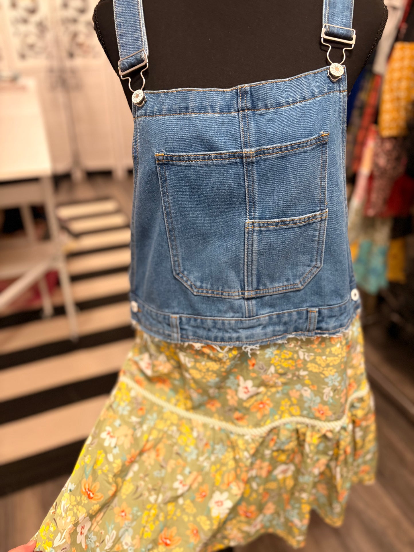 On The Prairie Overall Dress Fits a Size Small/Medium 4/6/8