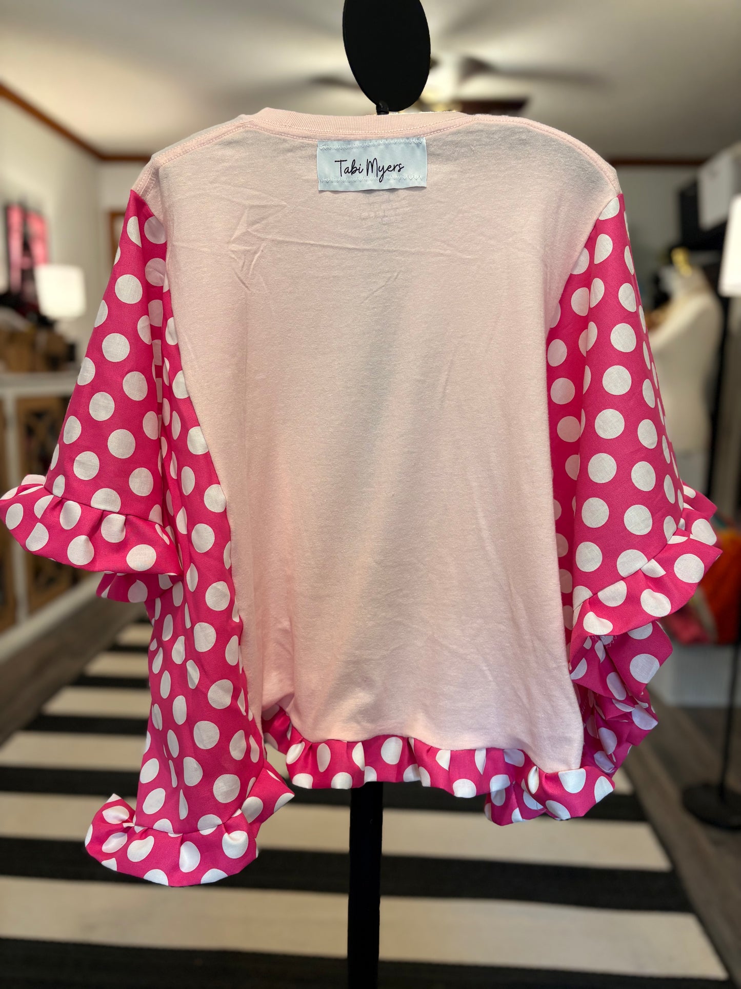 Queen of Hearts and Sparkles Upcycled Ruffled Boxy Top One Size Fits a Small to XXL