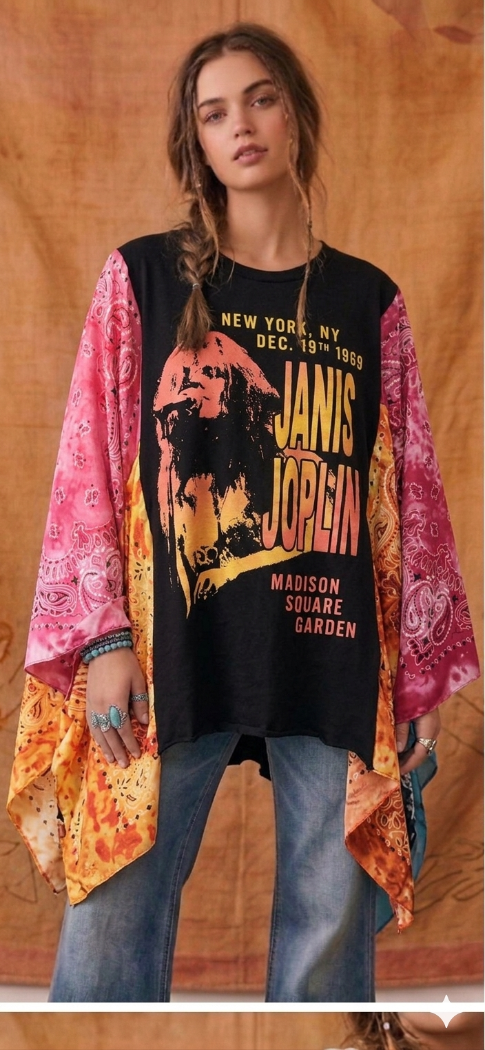 Janis Bandana Poncho Tee Fits a Small to XXL
