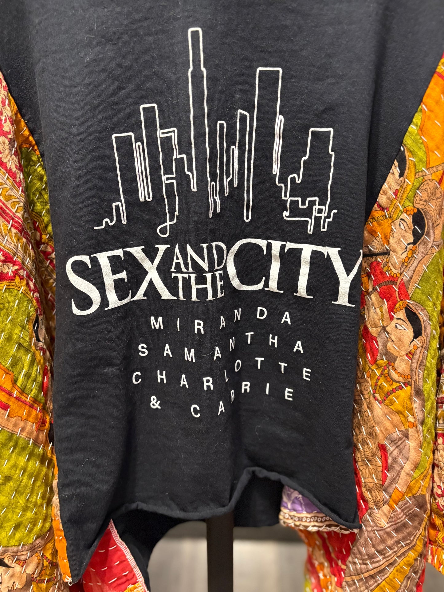 Sex in the City Upcycled Vintage Kantha Poncho Tee Fits A Size Small to XL