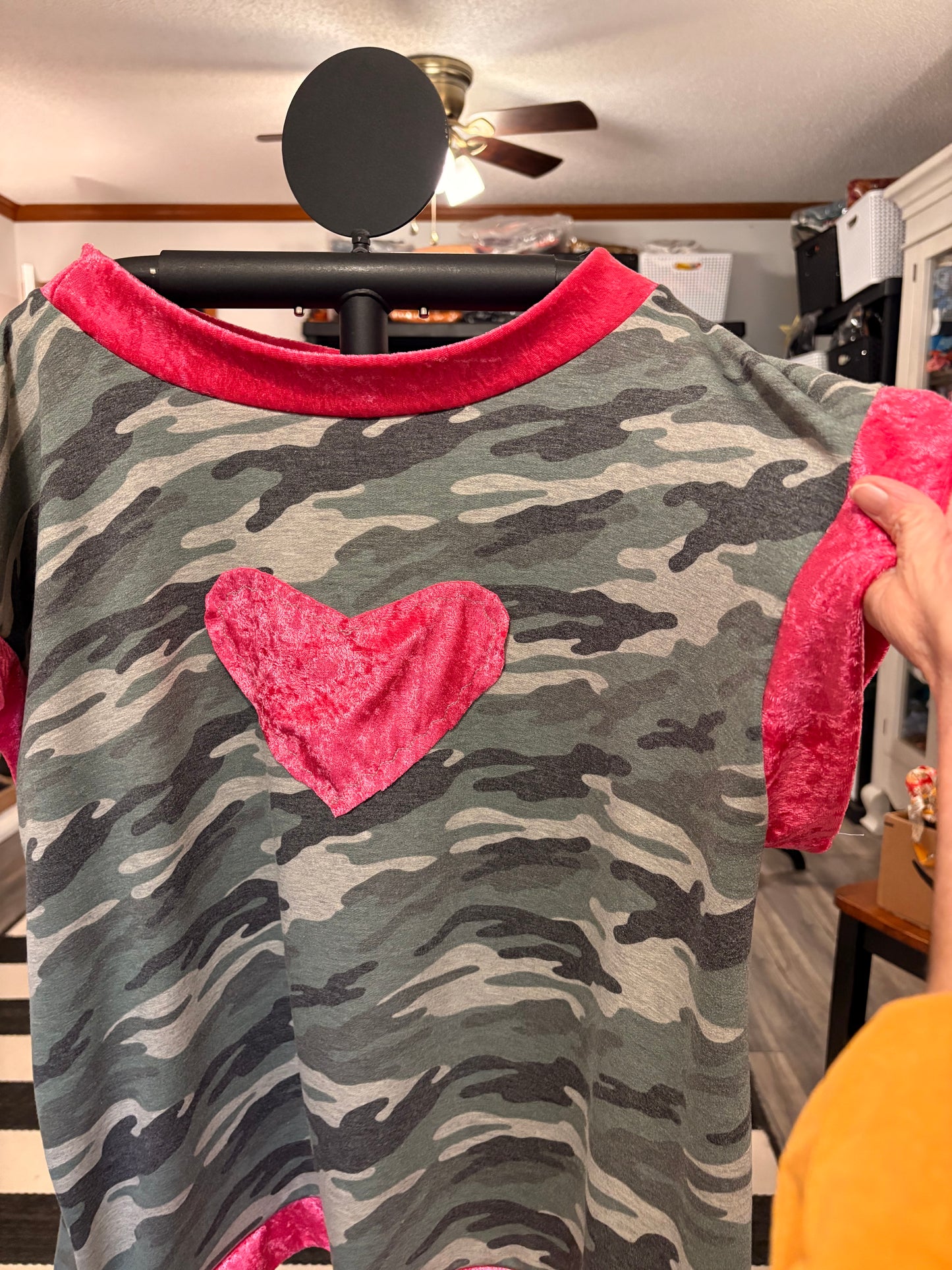 Hunting for Love Crushed Velvet and Camo Tabi Top One Size Fits a Small to Large