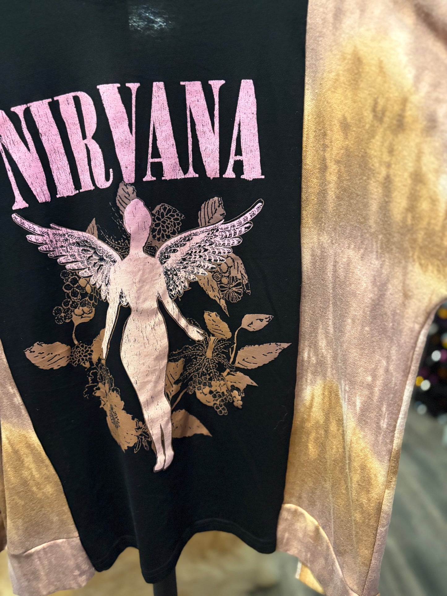 Nirvana Upcycled Drop-Sleeve Tee One Size Fits a Small to XXL