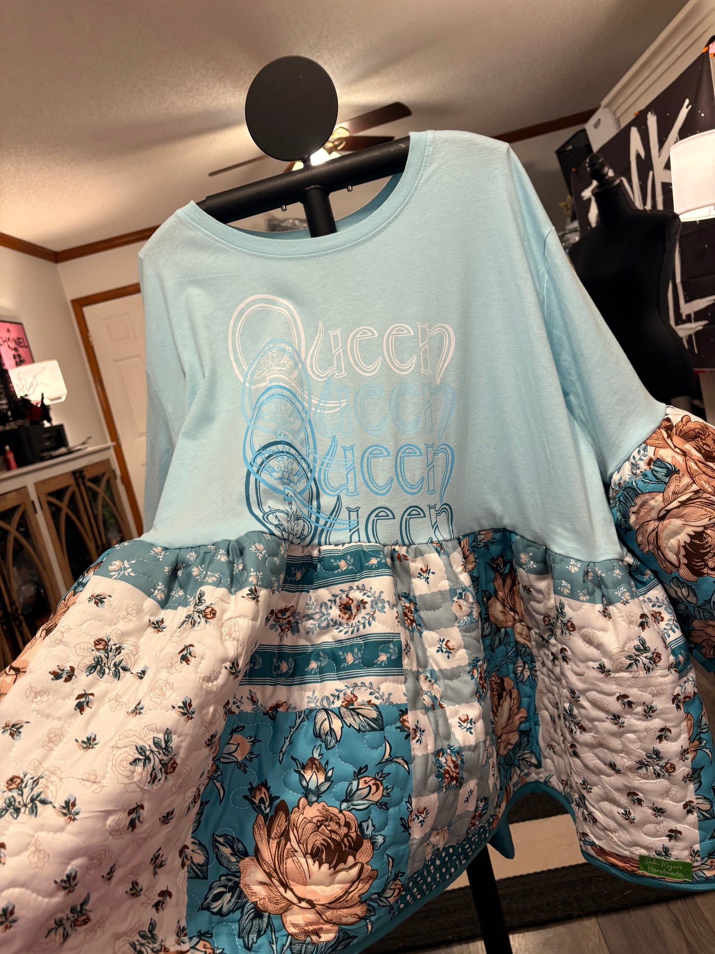 Bohemian Rose Upcycled Quilt Top One Size Fits Large to 3X Oversized!