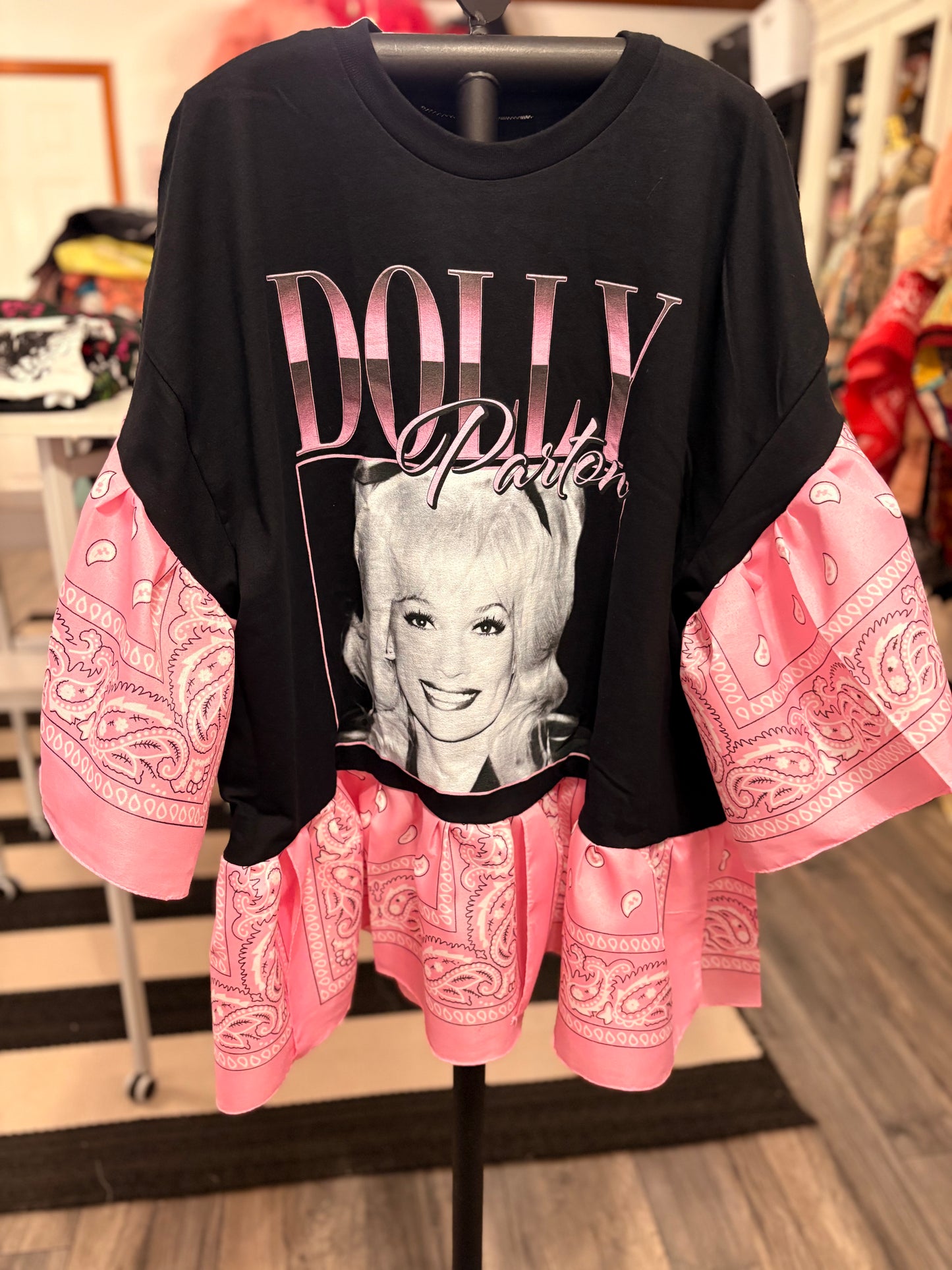 Dolly Pretty In Pink Ruffled Bandana Top One Size Fits a Small to 2X