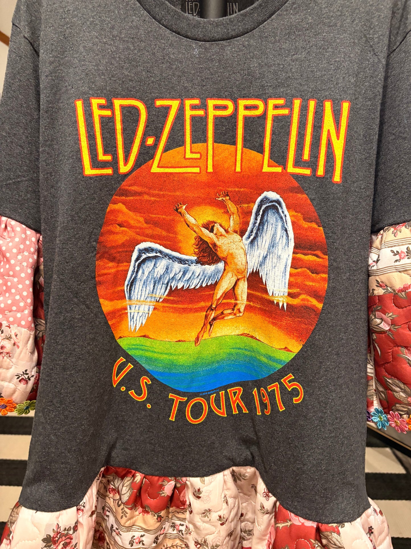 Zeppelin Upcycled Quilt Jumper One Size Fits Small to Large (4-12) Oversized!