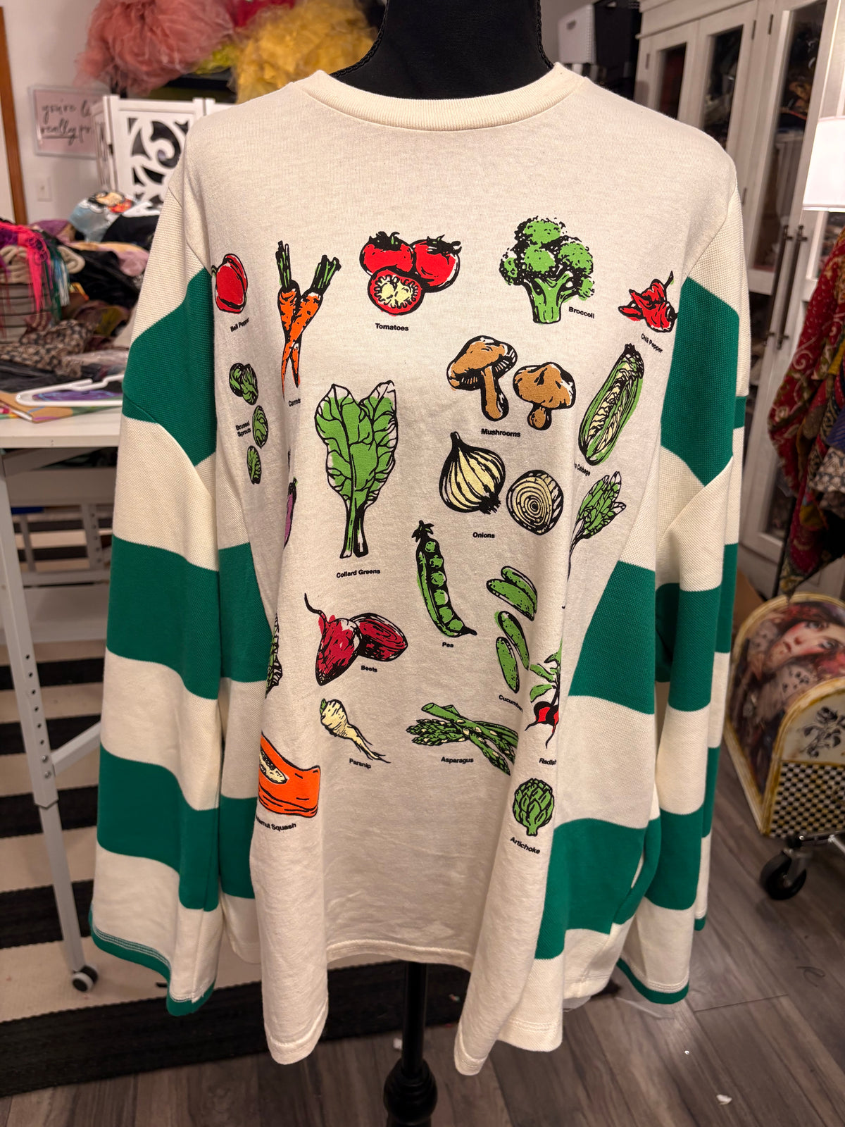 Veggie Striped Sweatshirt Tee One Size fits a Small to XXL
