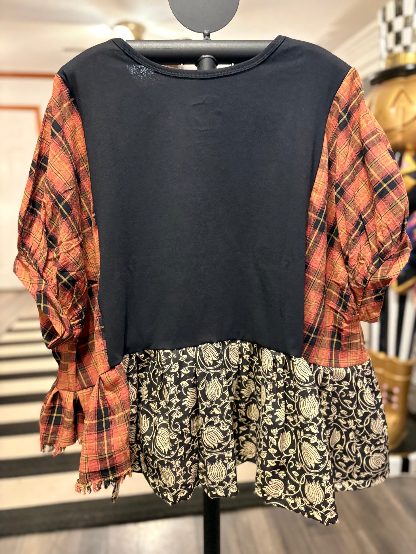 Rocky Raccoon Upcycled Drop Sleeve Flannel Ballerina Tee One Size Fits A Small to XL Oversized